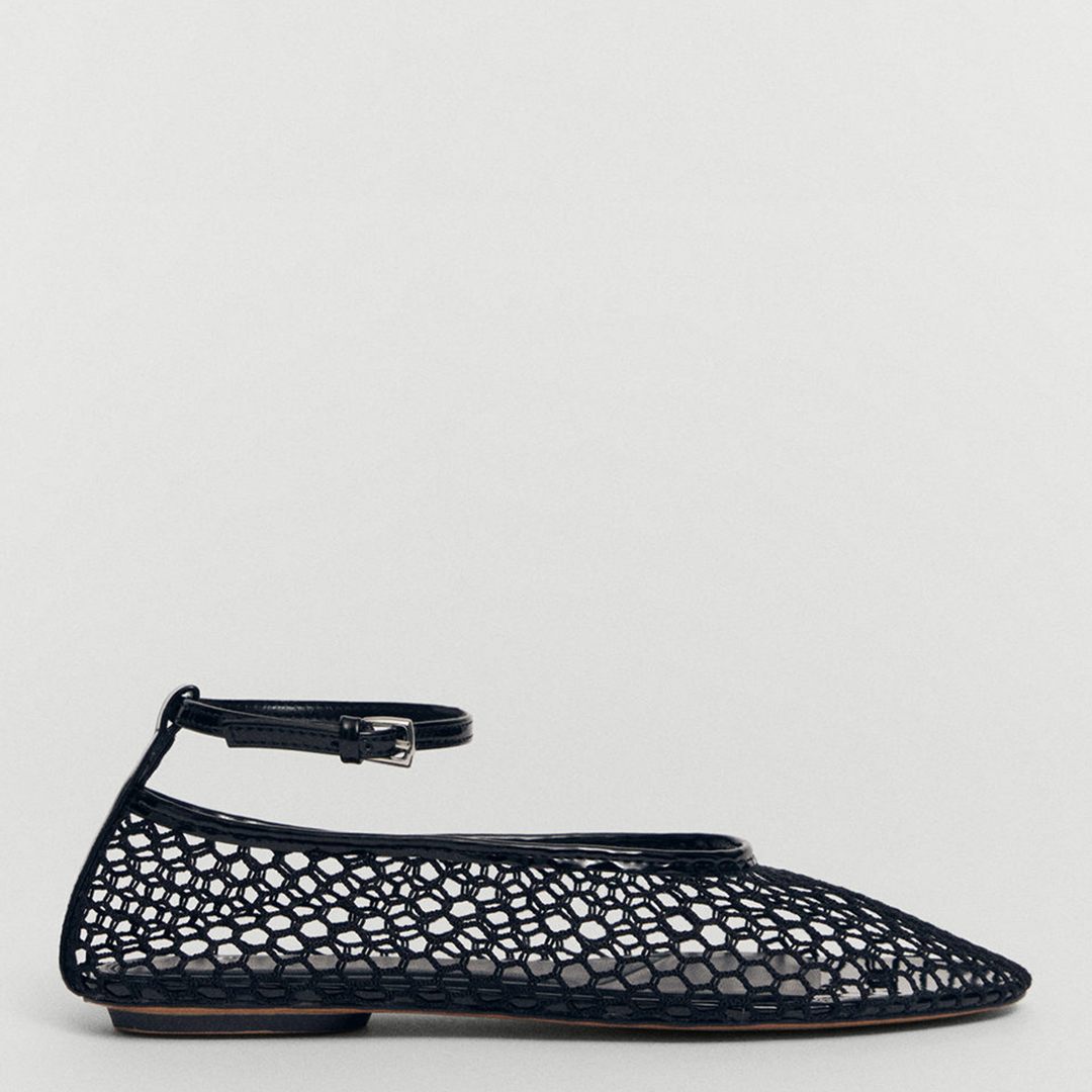 Black Fiore Mesh Ballet Pumps
