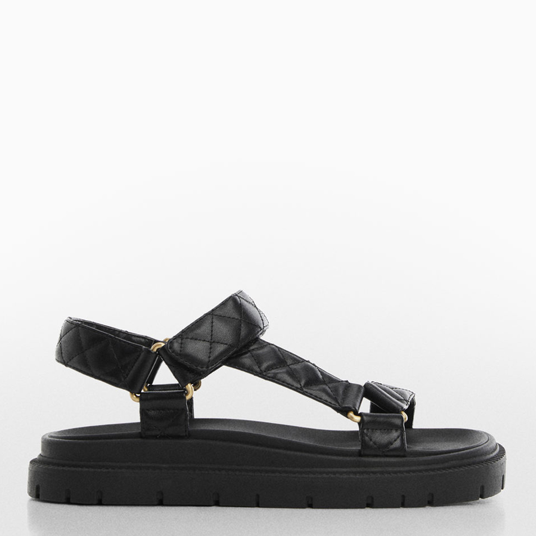 Black Padded Flat Sandals