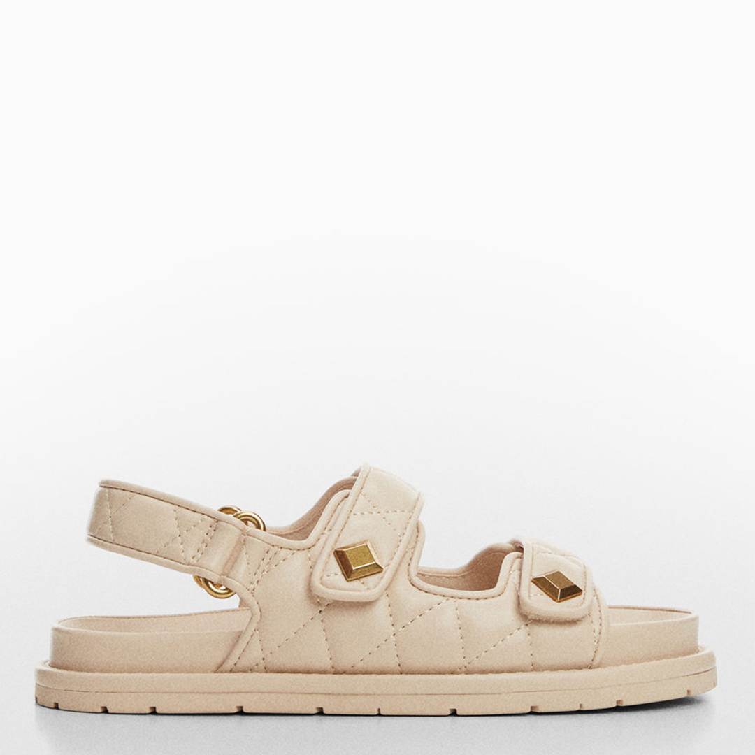 Cream Padded Flat Sandals