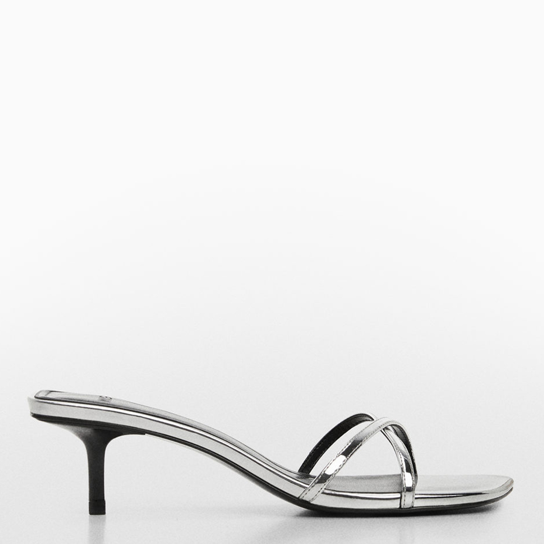 Metallic Strappy Heeled Mules - Mango - Modalova