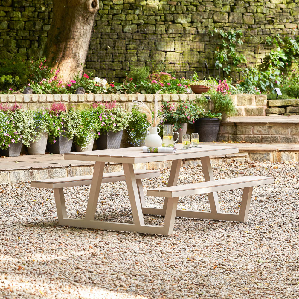 Pacific    Grey Aluminium Aruba Outdoor Bench Set, BrandAlley