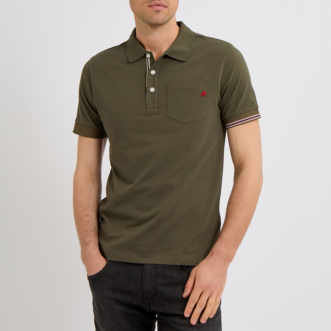 Green Pique Cotton Polo Shirt