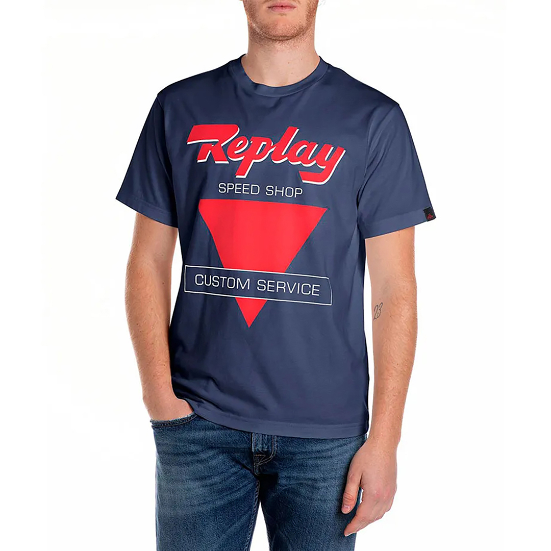 Blue Printed Logo T-Shirt