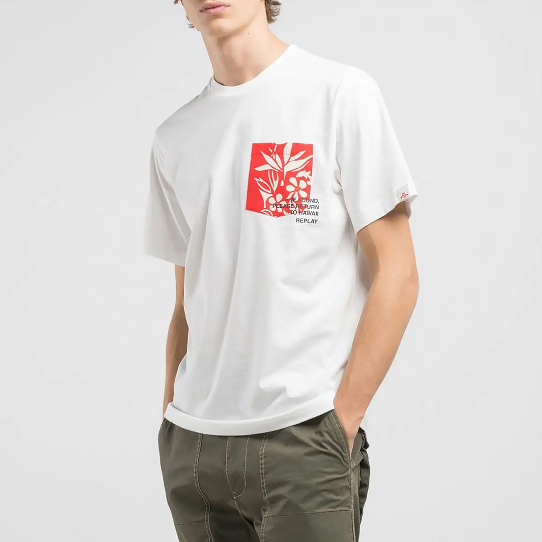 Replay Men's   White Pocket Cotton T-Shirt in Size S, BrandAlley