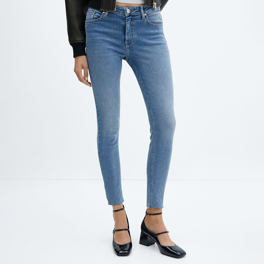 Medium Blue Skinny Cropped Jeans