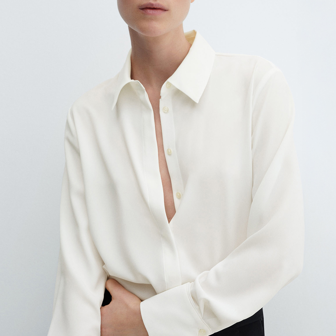 Off White Regular Flowy Shirt