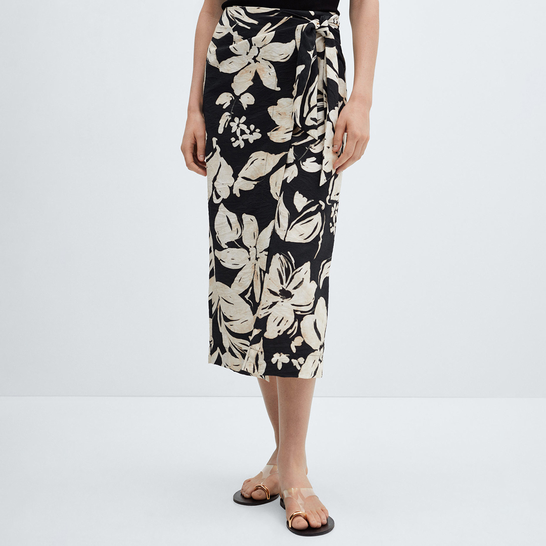 Black/Cream Printed Skirt