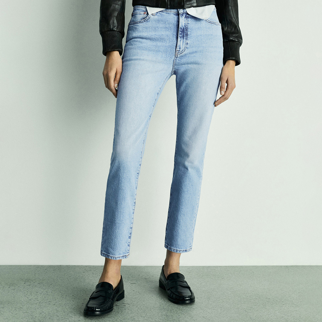 Medium Blue Claudia Slim-Fit Cropped Jeans
