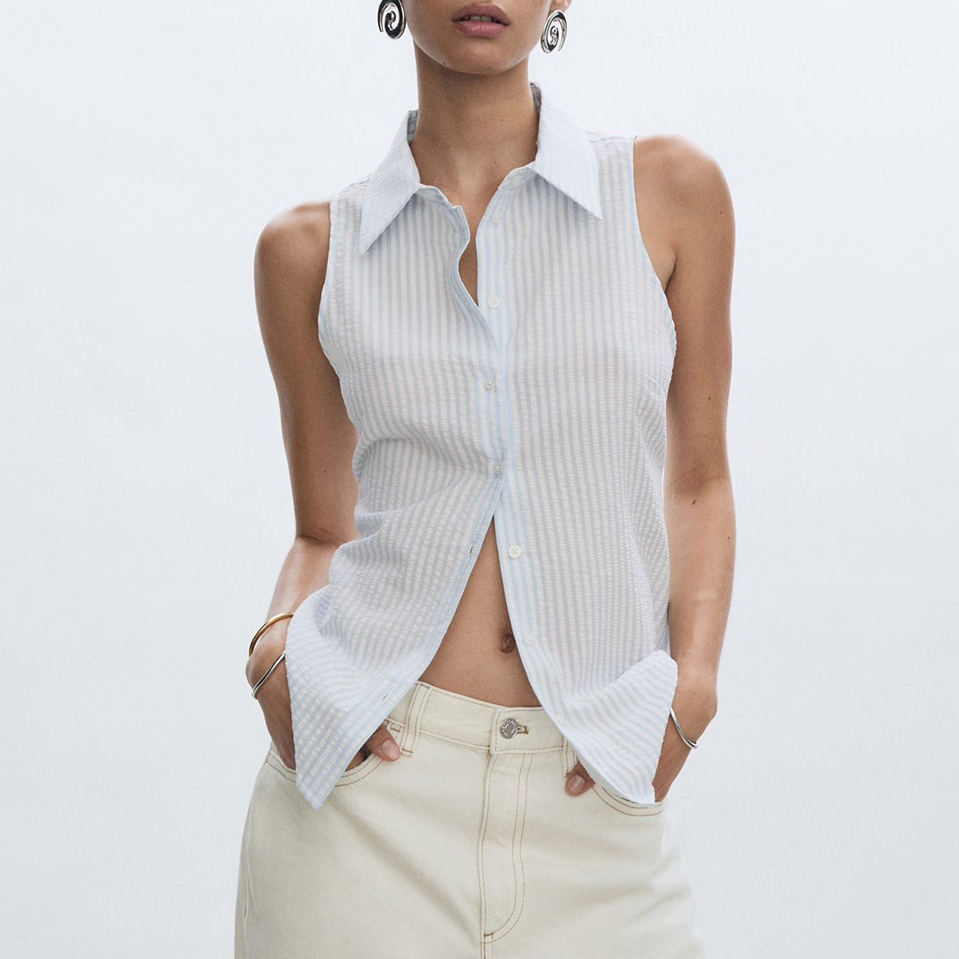 Blue Striped Textured Shirt