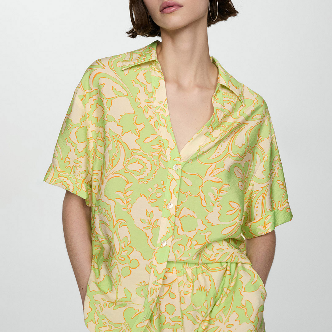 Lime Printed Short-Sleeved Shirt