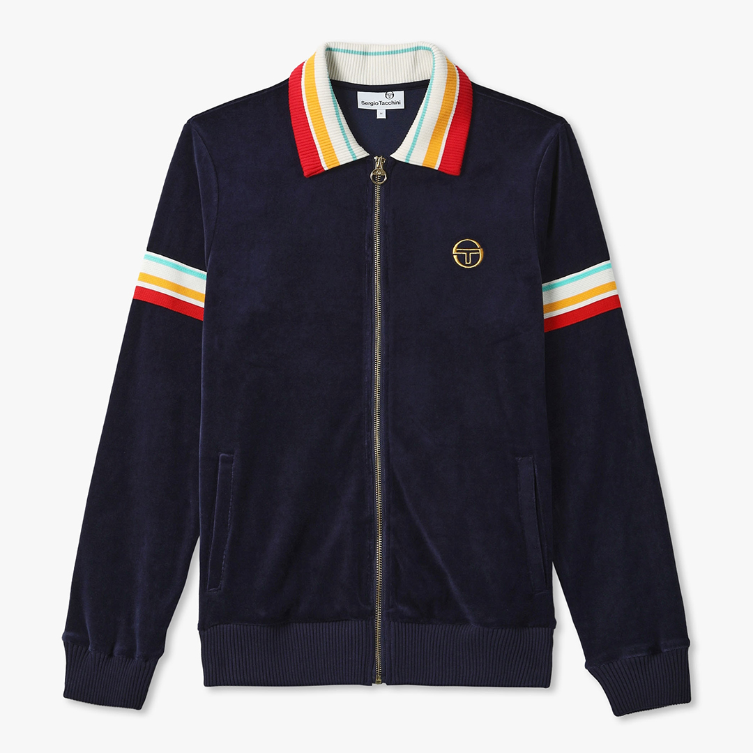 Navy Slice Velour Track Jacket