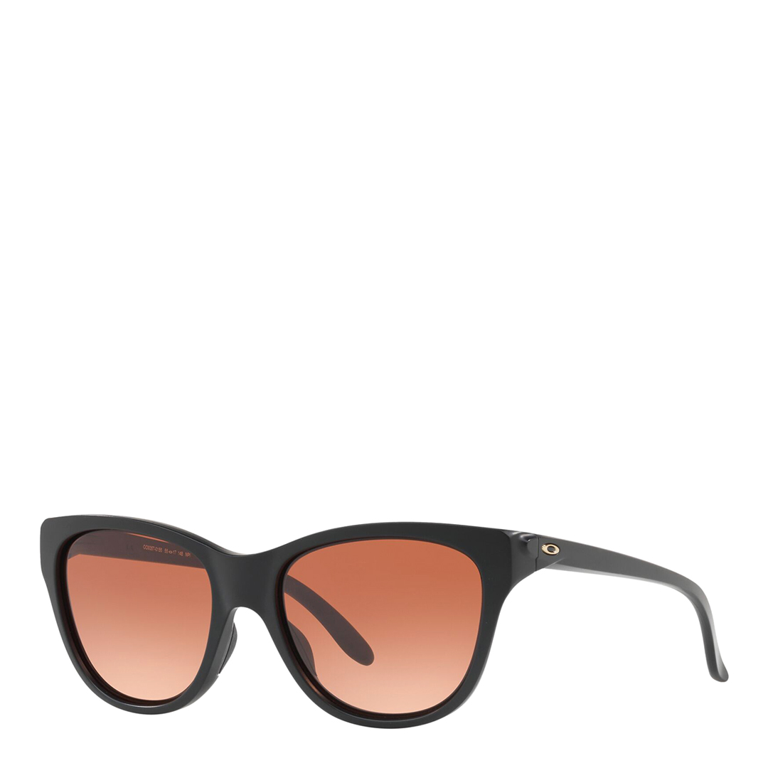 Matte Black Oval Frame Brown Gradient Lens Sunglasses 55mm