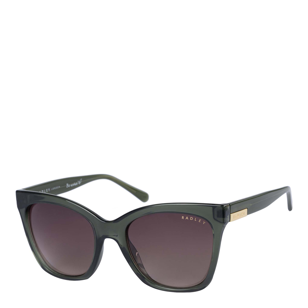 Green Frame Gold Detailed Sunglasses 55mm