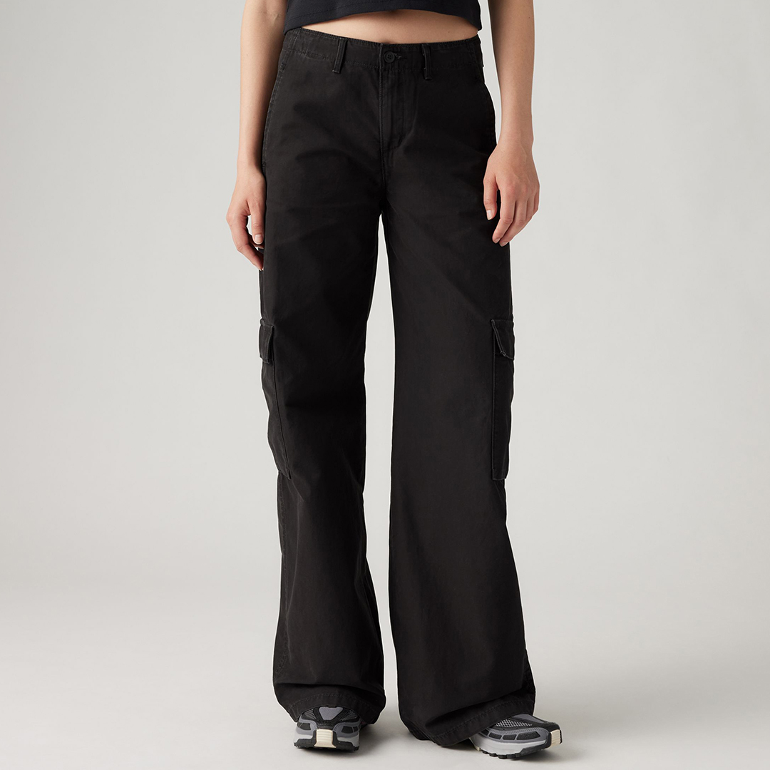 Black Baggy Cargo Trousers
