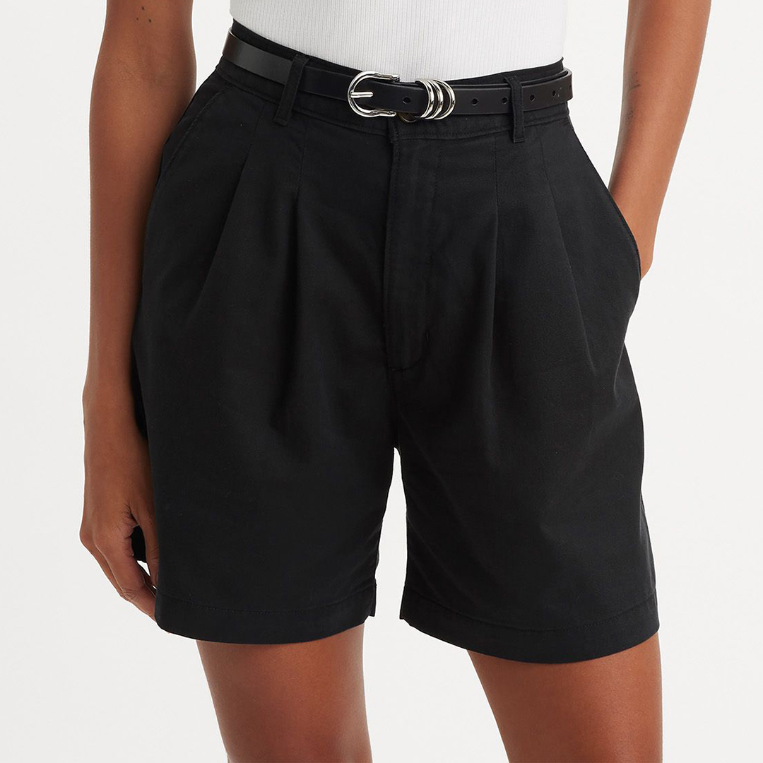 Black Pleated Safari Shorts