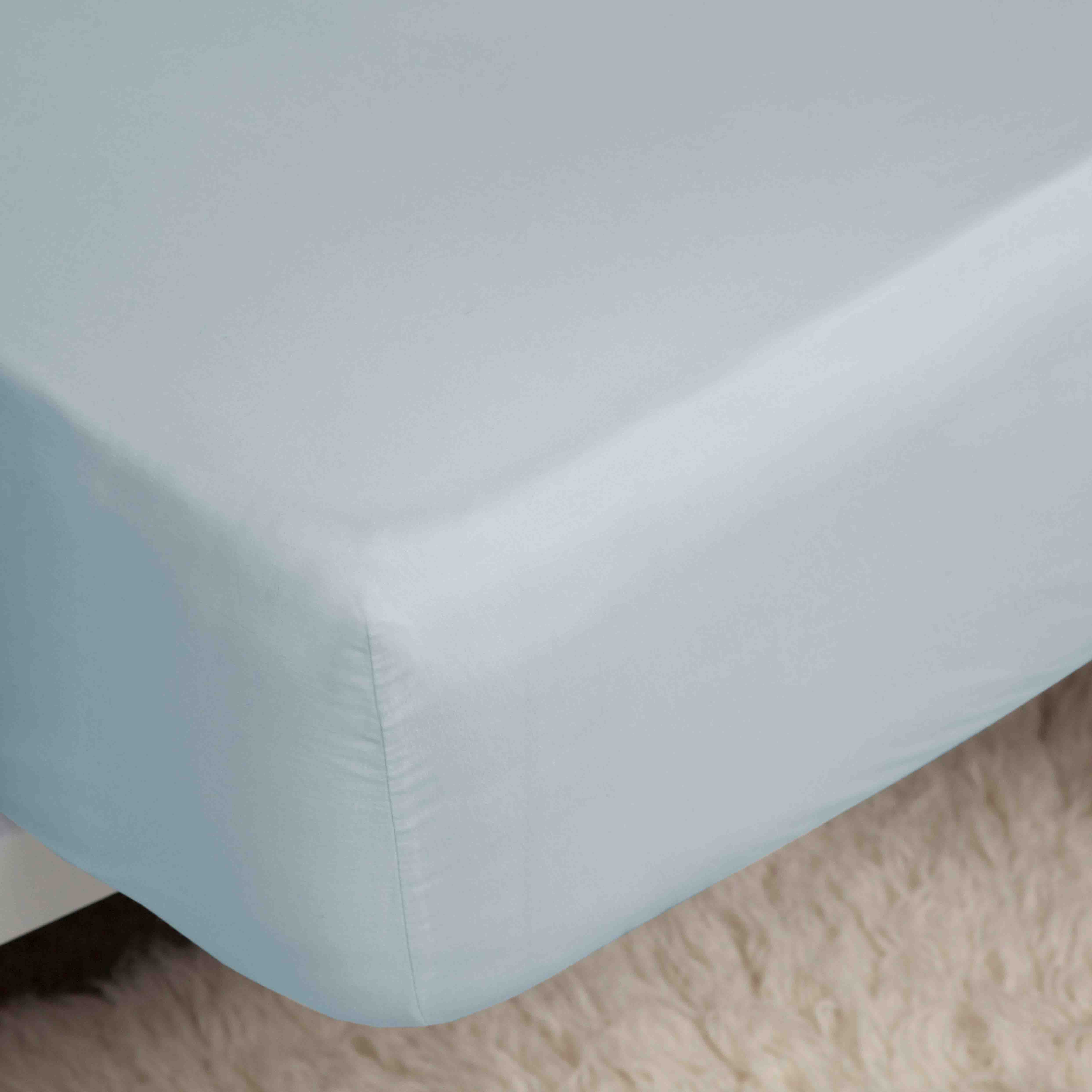 Belledorm    Blue Egyptian Cotton 400 Thread Count 15" Fitted Sheetdouble Duck Egg in Size Double, BrandAlley
