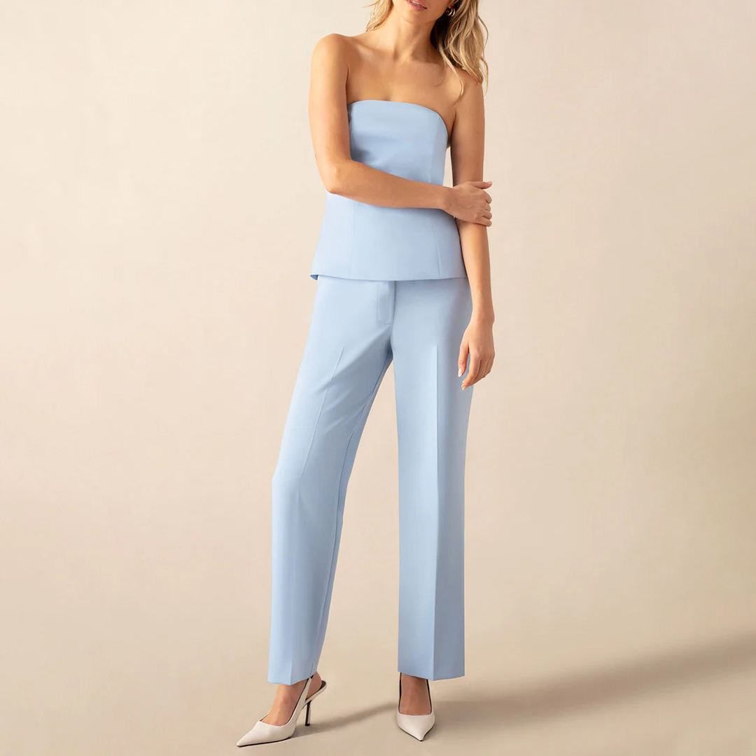 Blue Straight Leg Trousers