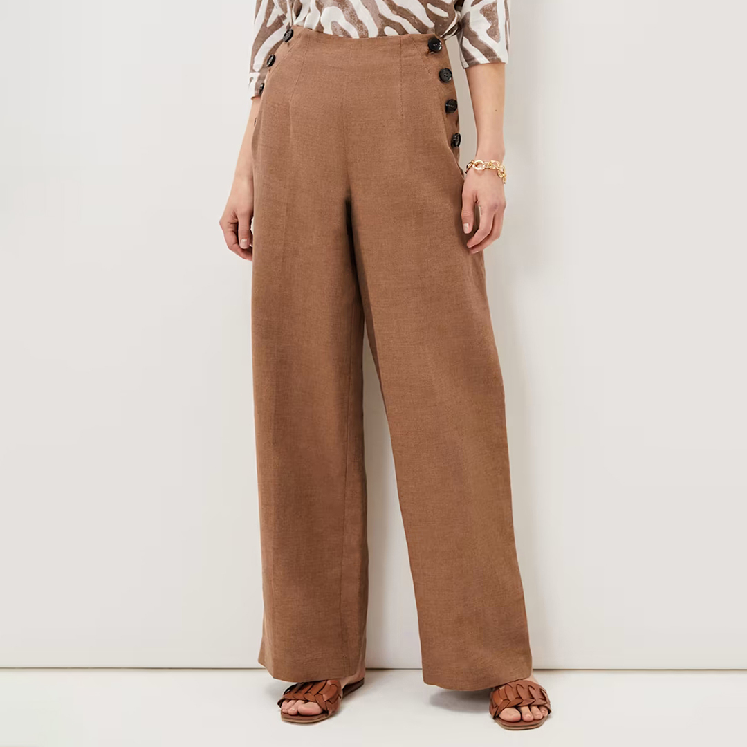 Brown Cassandra Wide Leg Trouser