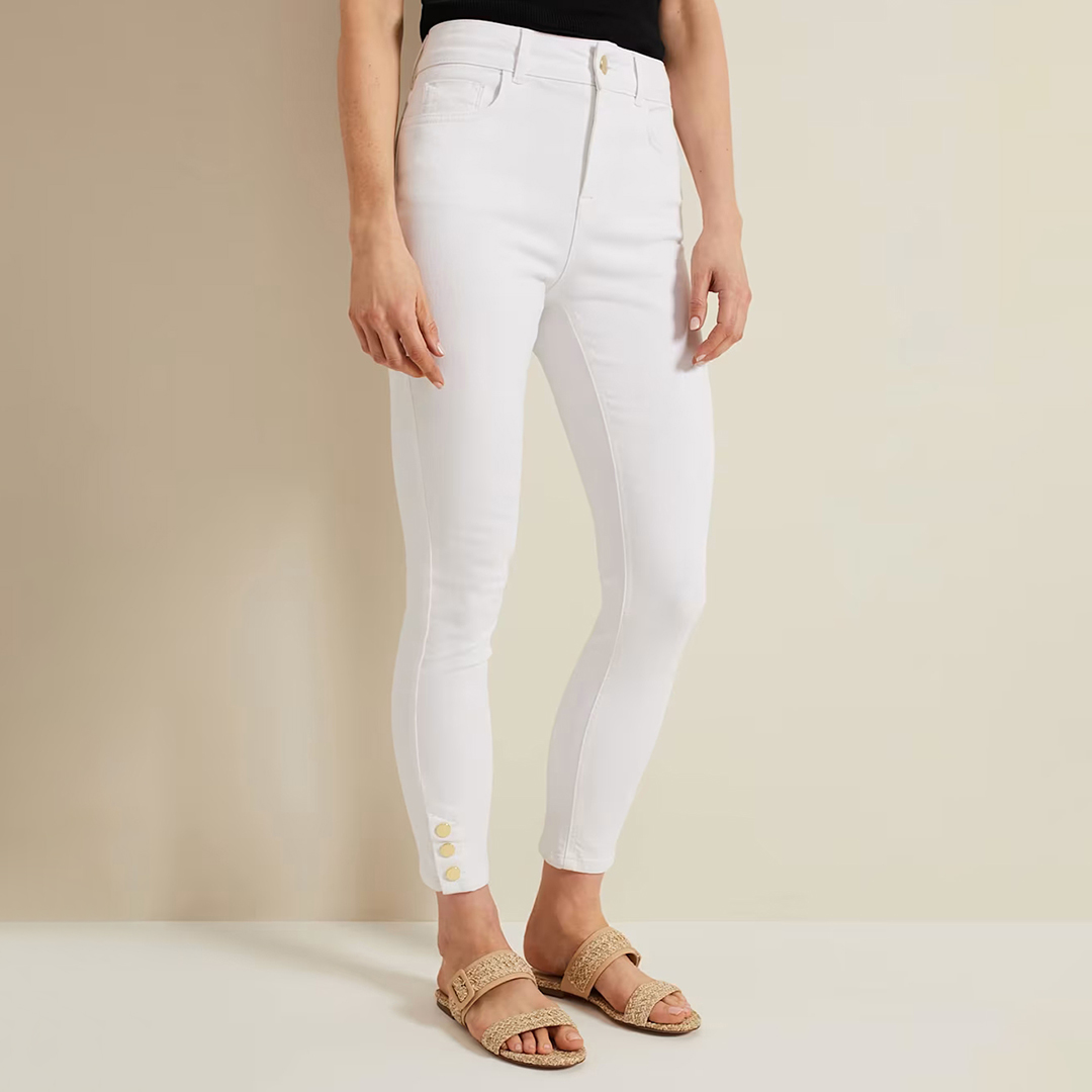 White Joelle Split Skinny Jeans