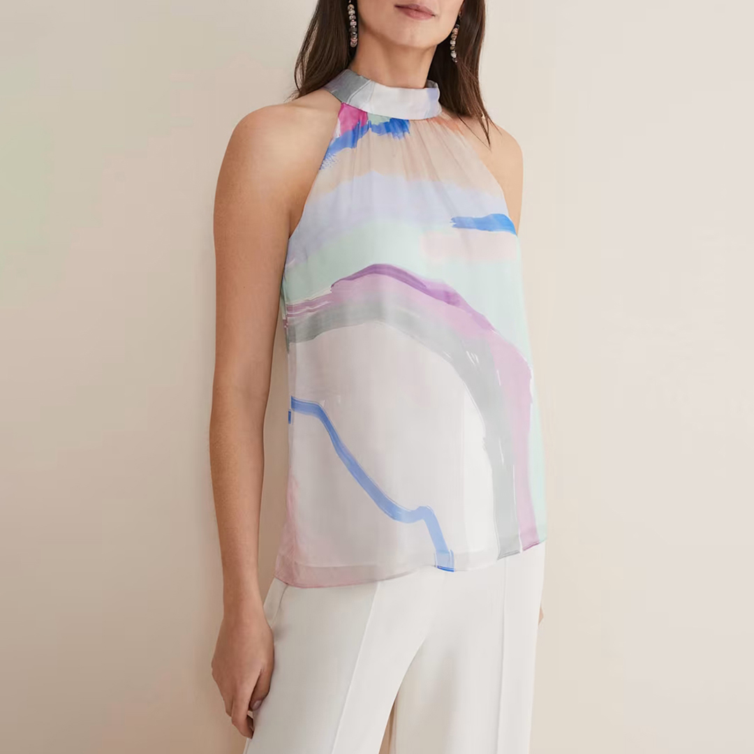 Multi Kadie Silk Halter Top