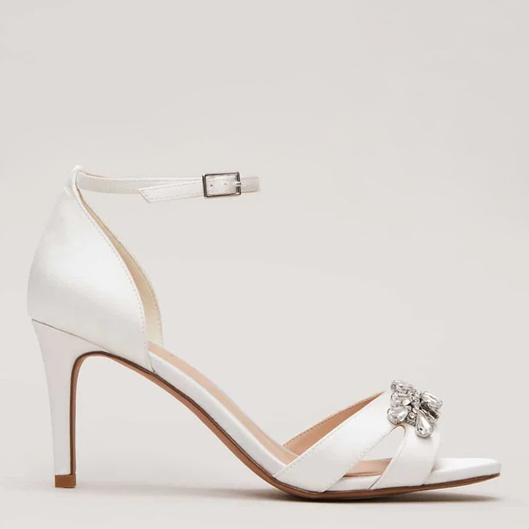 White Embellished Heel