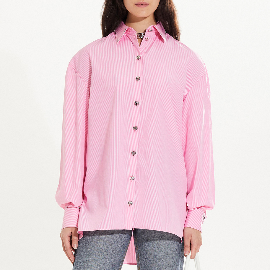 Pink Button Down Oversized Shirt