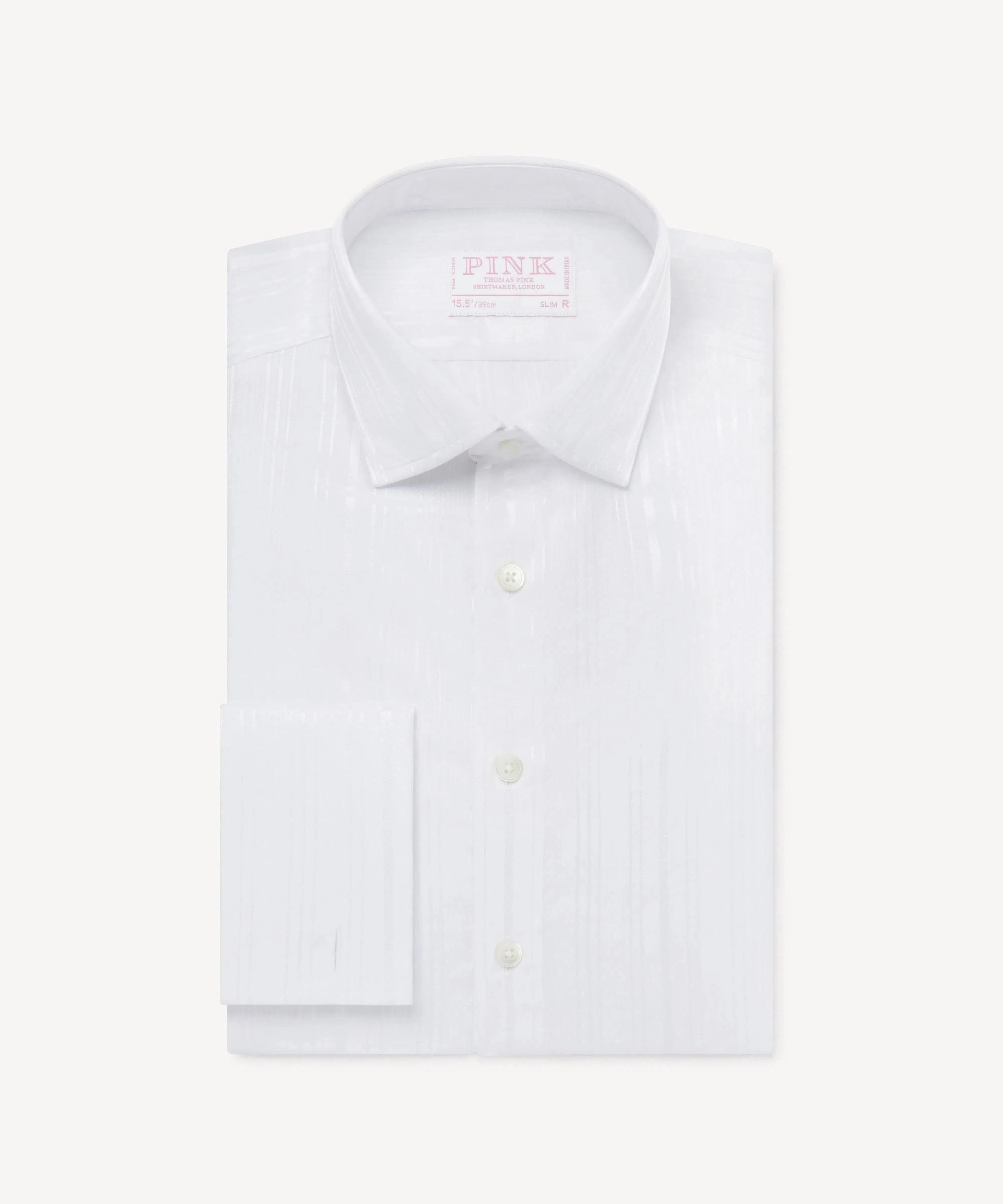 Thomas Pink Slim Fit Formal Satin Textured Stripe Dress Shirt