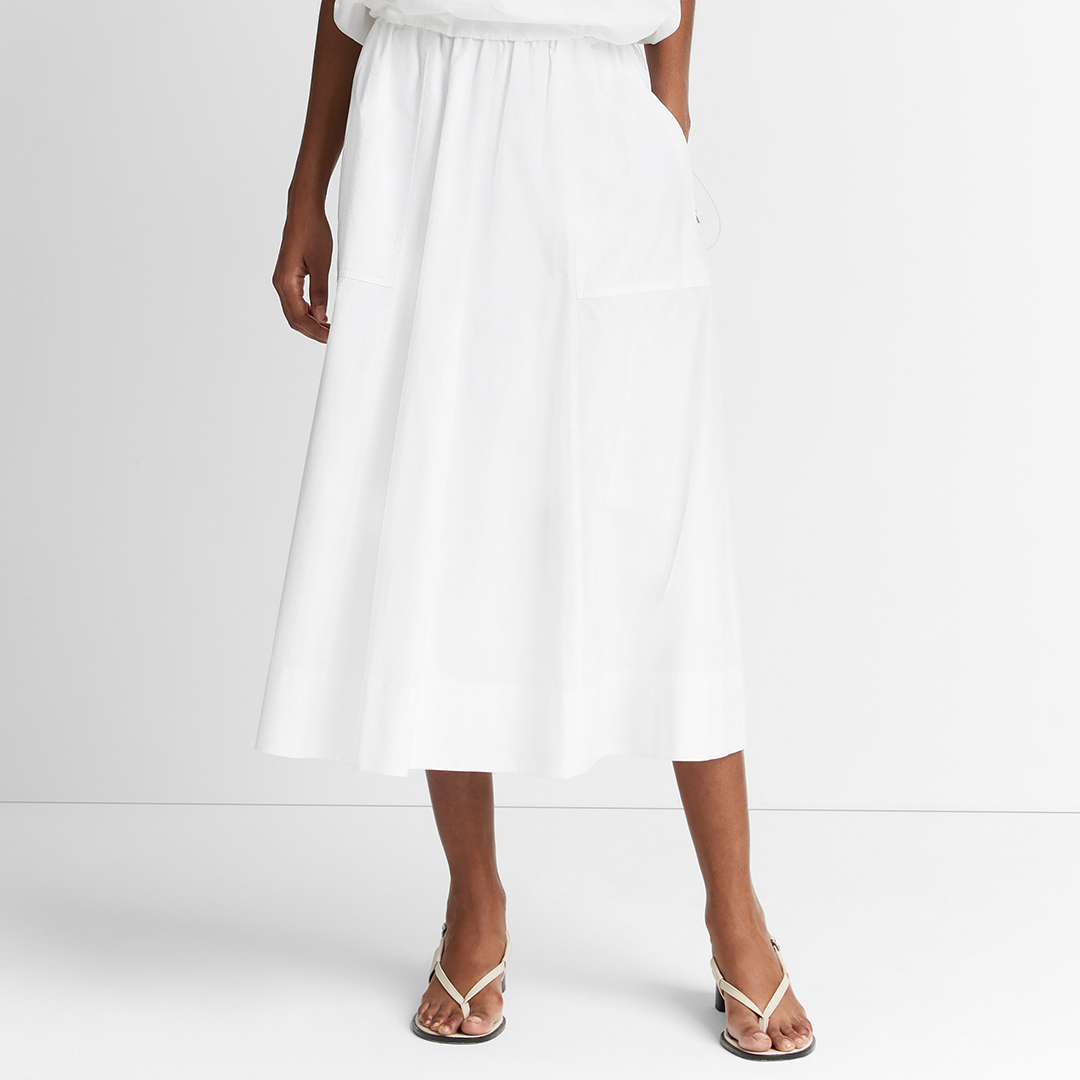 White Gathered Utility Skirt