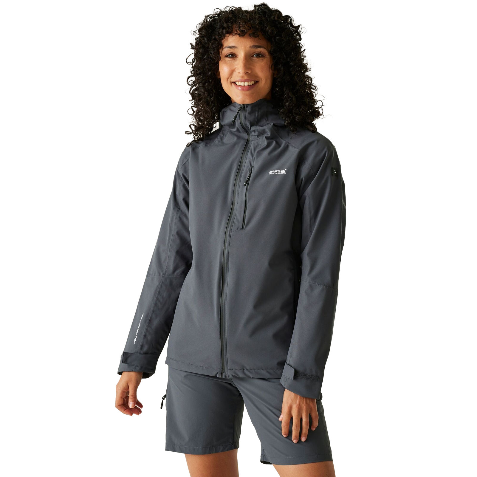 Regatta Women's   Black Waterproof Jacket Birchdale Ii Polyester /Seal Grey in Size 14, BrandAlley