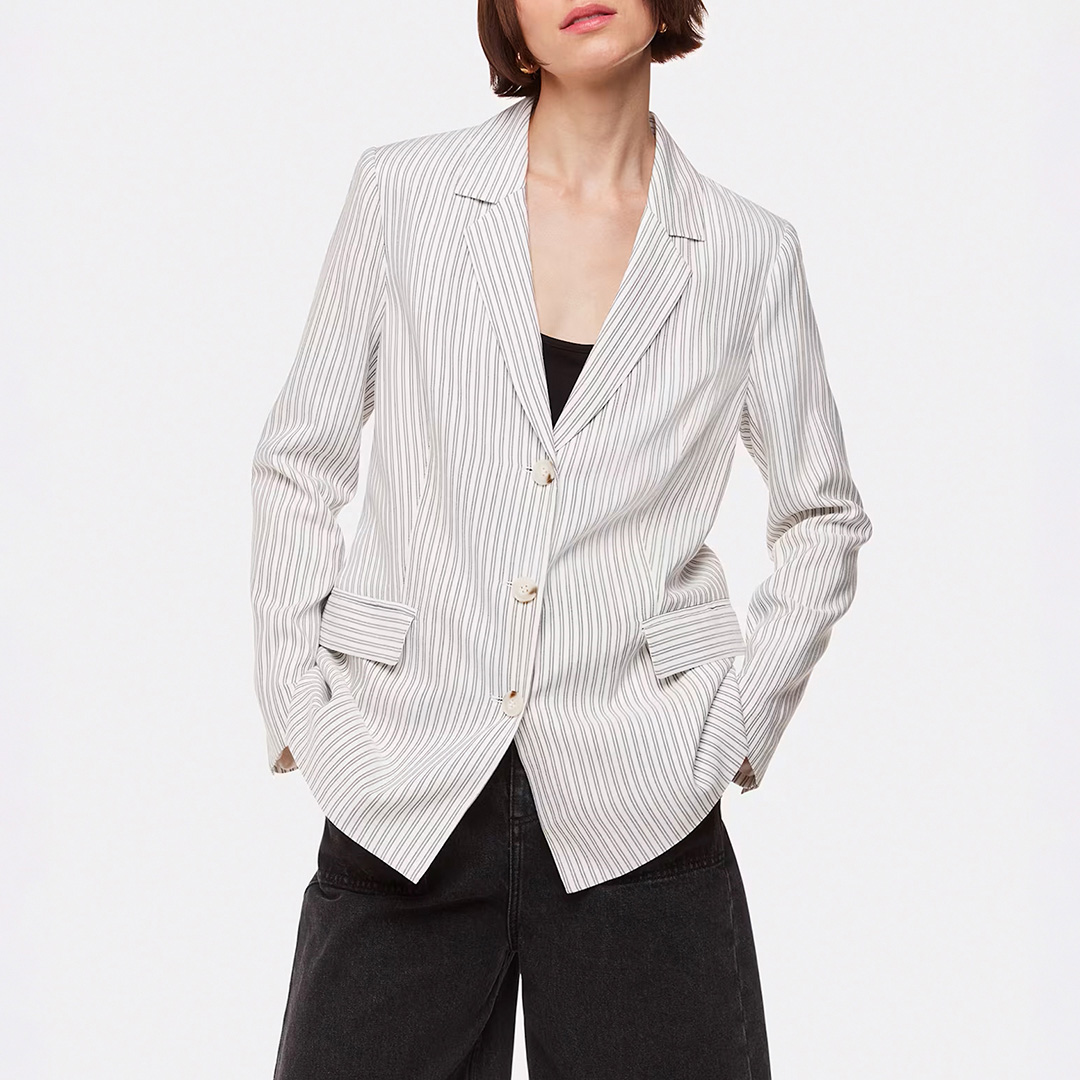 White/ Navy Luna Pinstripe Blazer