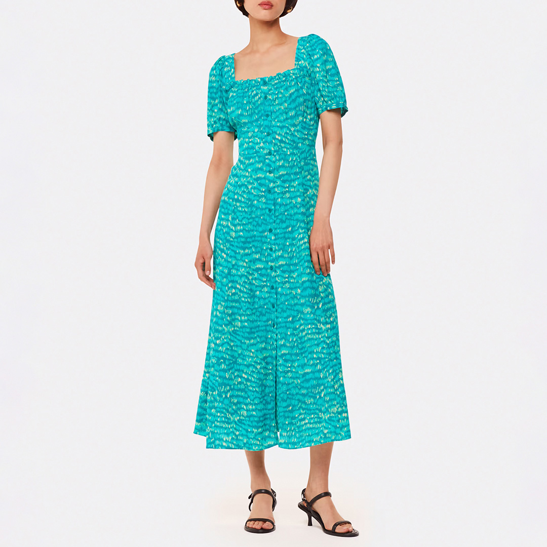 WHISTLES Women's  Green Sketched Grass Midi Dress in Size 20, BrandAlley