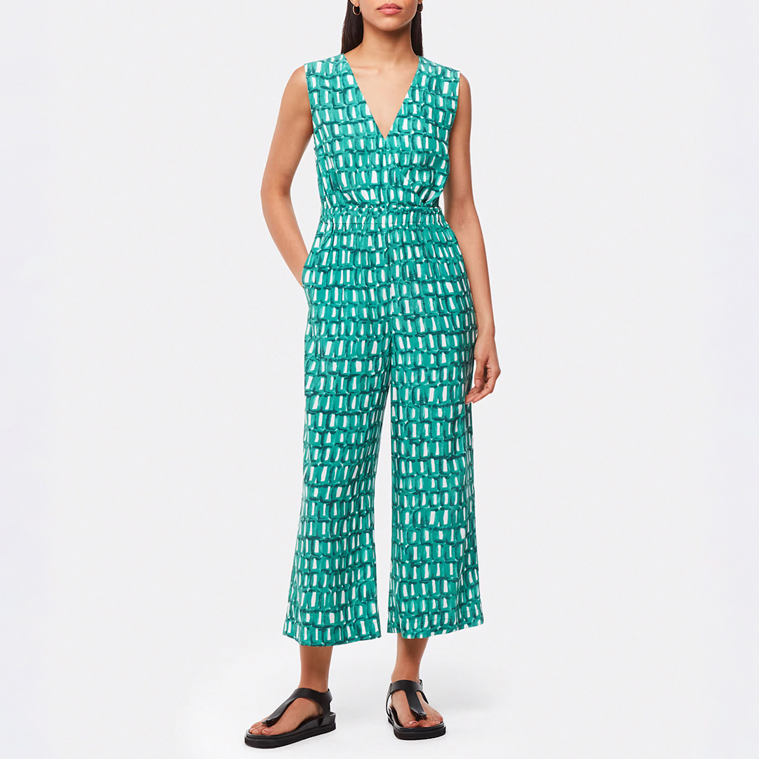 WHISTLES Women's   Green Linked Smudge Lorna Jumpsuit in Size 18, BrandAlley