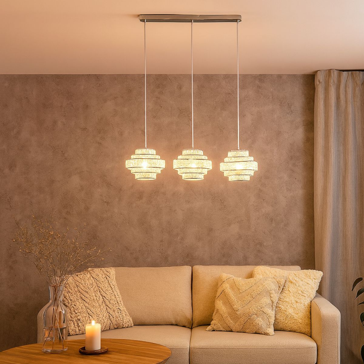 Pagazzi Lighting    Silver Heini 3 Light Ceiling Bar , BrandAlley