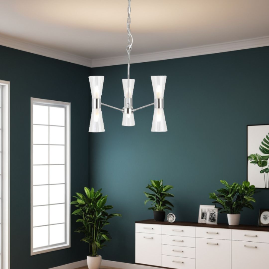 Pagazzi Lighting   Herrera 6 Light Polished Chrome Pendant Ceiling Light , BrandAlley