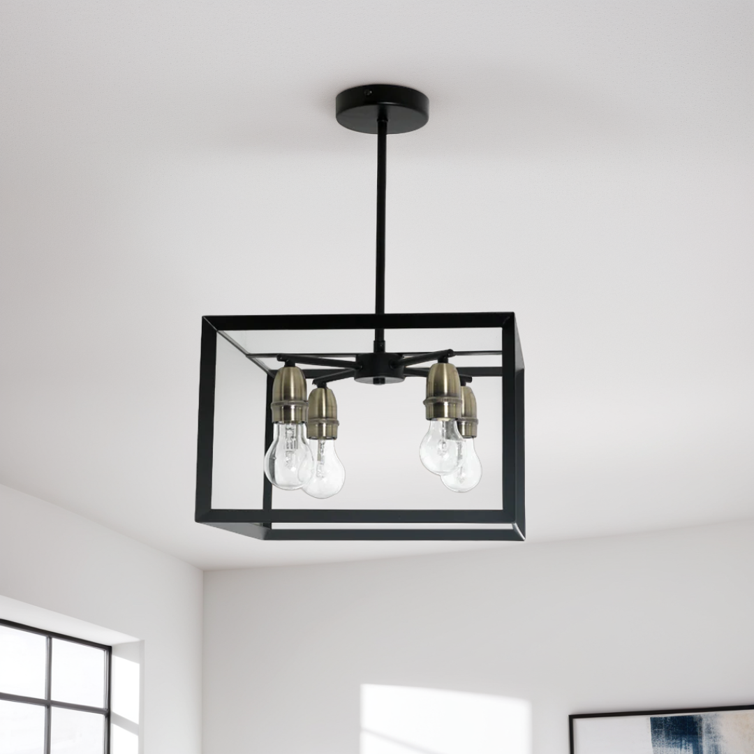 Pagazzi Lighting   Sully 4 Light Matt Black Semi Flush Ceiling Light , BrandAlley