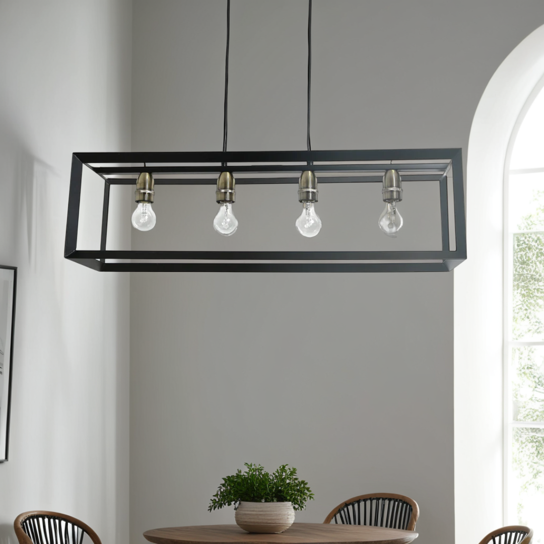 Pagazzi Lighting    Black Sully 4 Light Matte Ceiling Pendant Bar , BrandAlley
