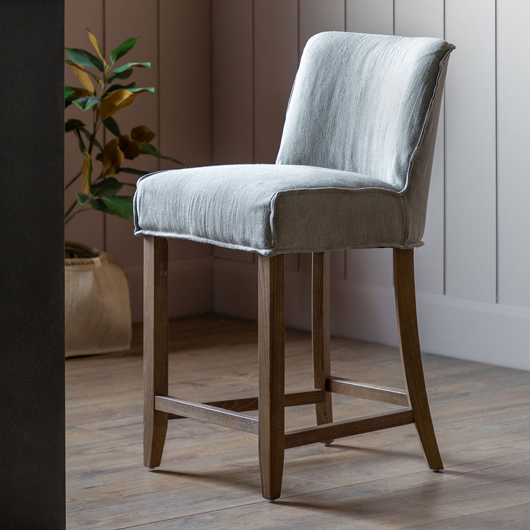 Gallery Living   Fallbrook Bar Stool Grey Linen (2pk) in Size 2, BrandAlley