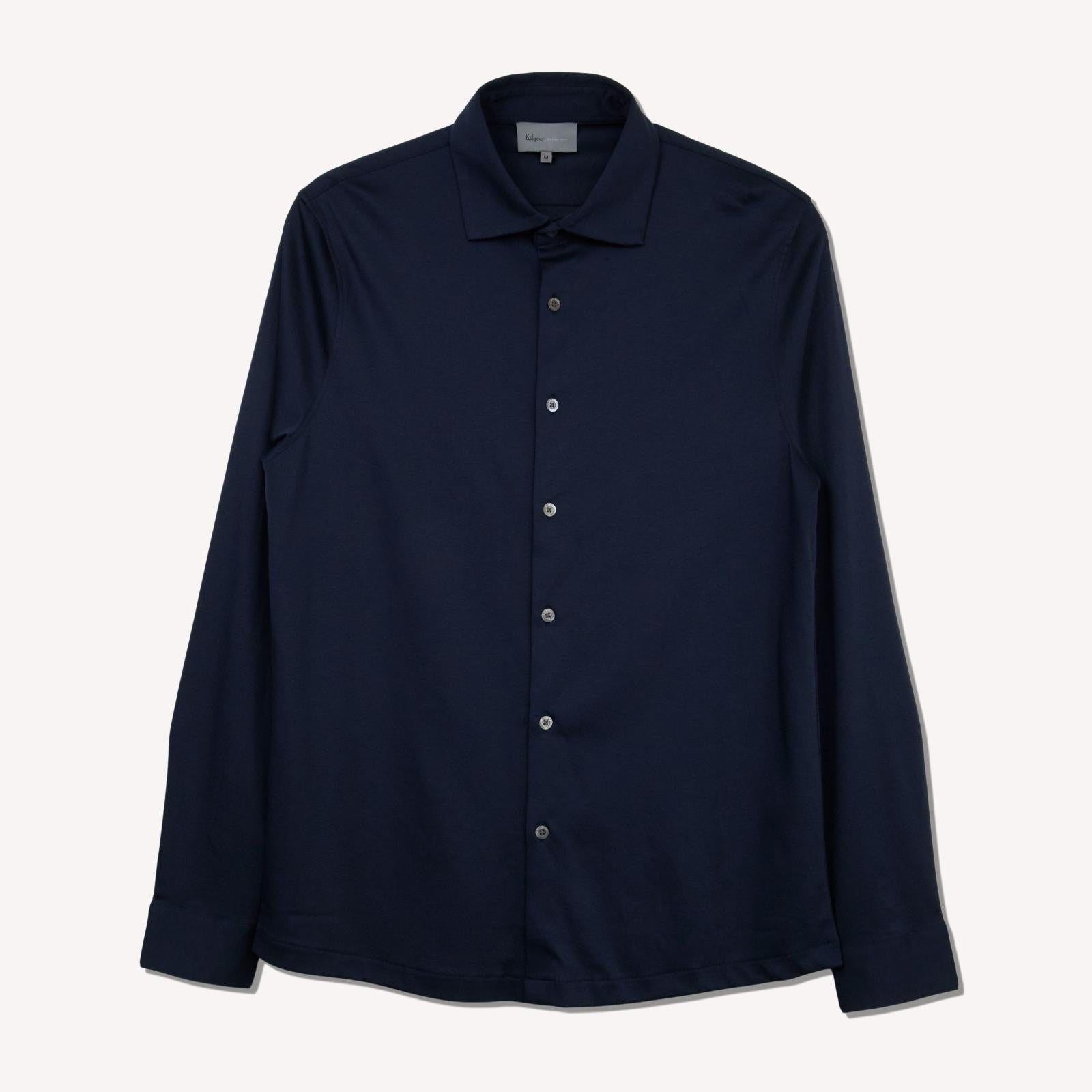 Navy Kilgour Classic Fit Jersey Shirt for Modern Elegance