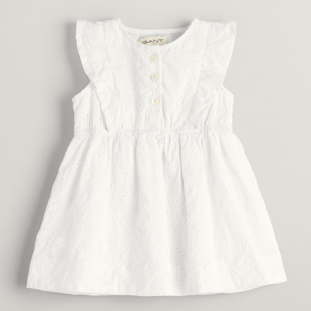 White Broderie Anglaise Frill Dress