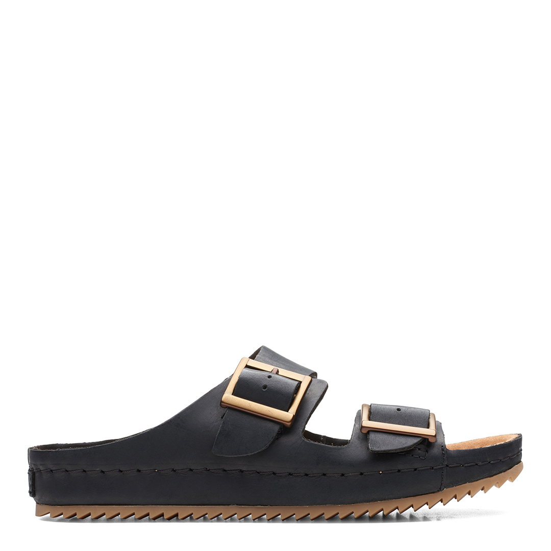 Women's Black Brookleigh Sun Leather Flat Sandals