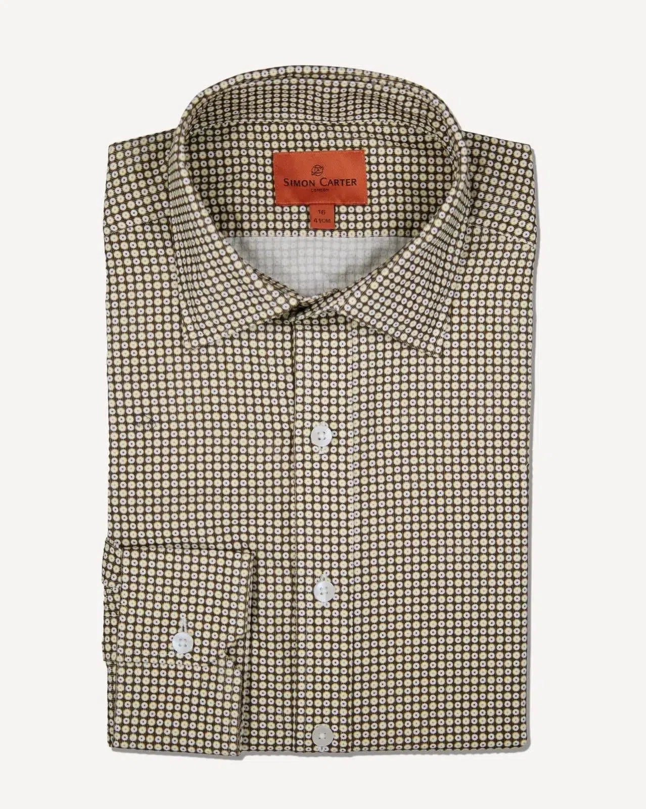 Simon Carter Navy and White Tailored Fit Circle Shirt