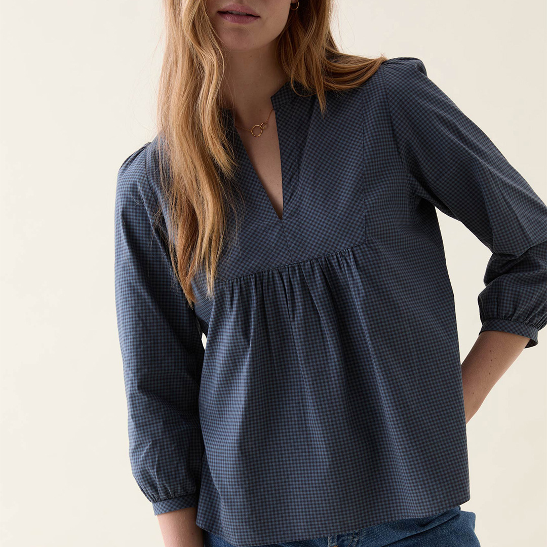 Charcoal Charlwood Gingham Blouse
