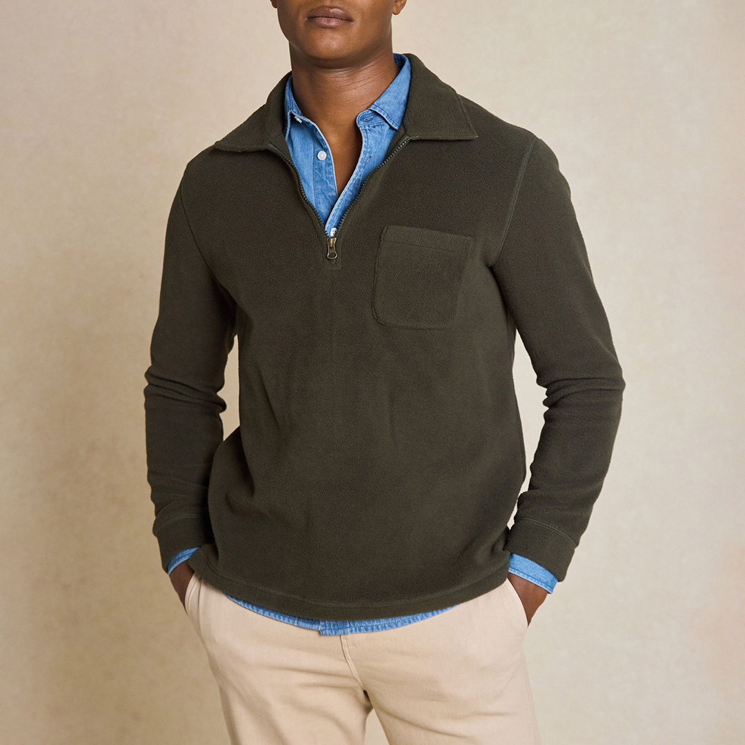 Dark Khaki Glenmore Half Zip Fleece