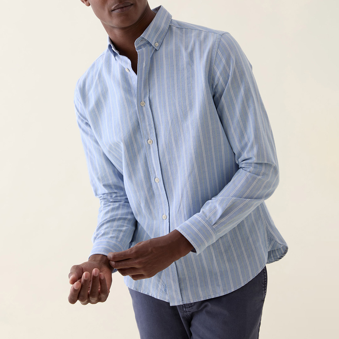 Powder Blue Addleston Stripe Oxford Shirt