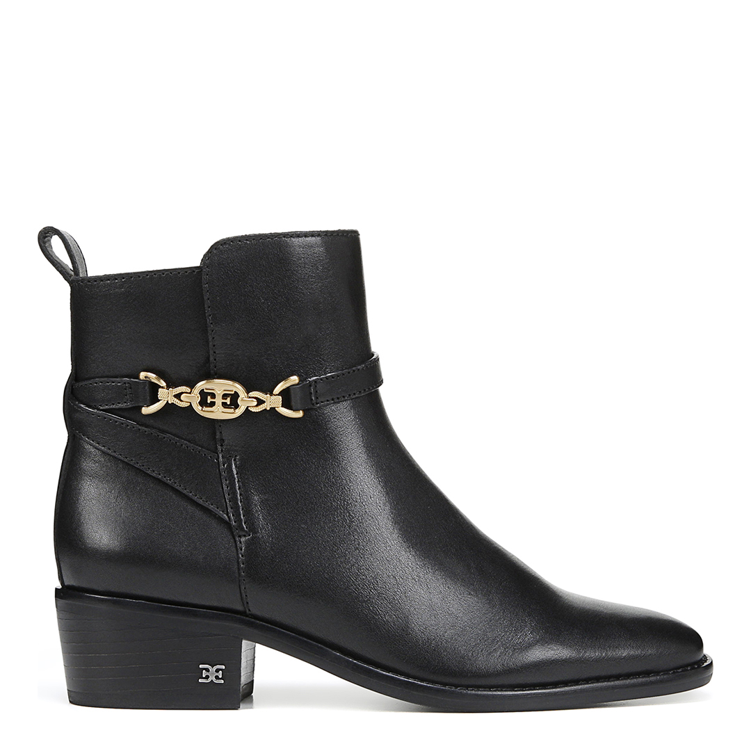Black Brawley Leather Heeled Ankle Boots