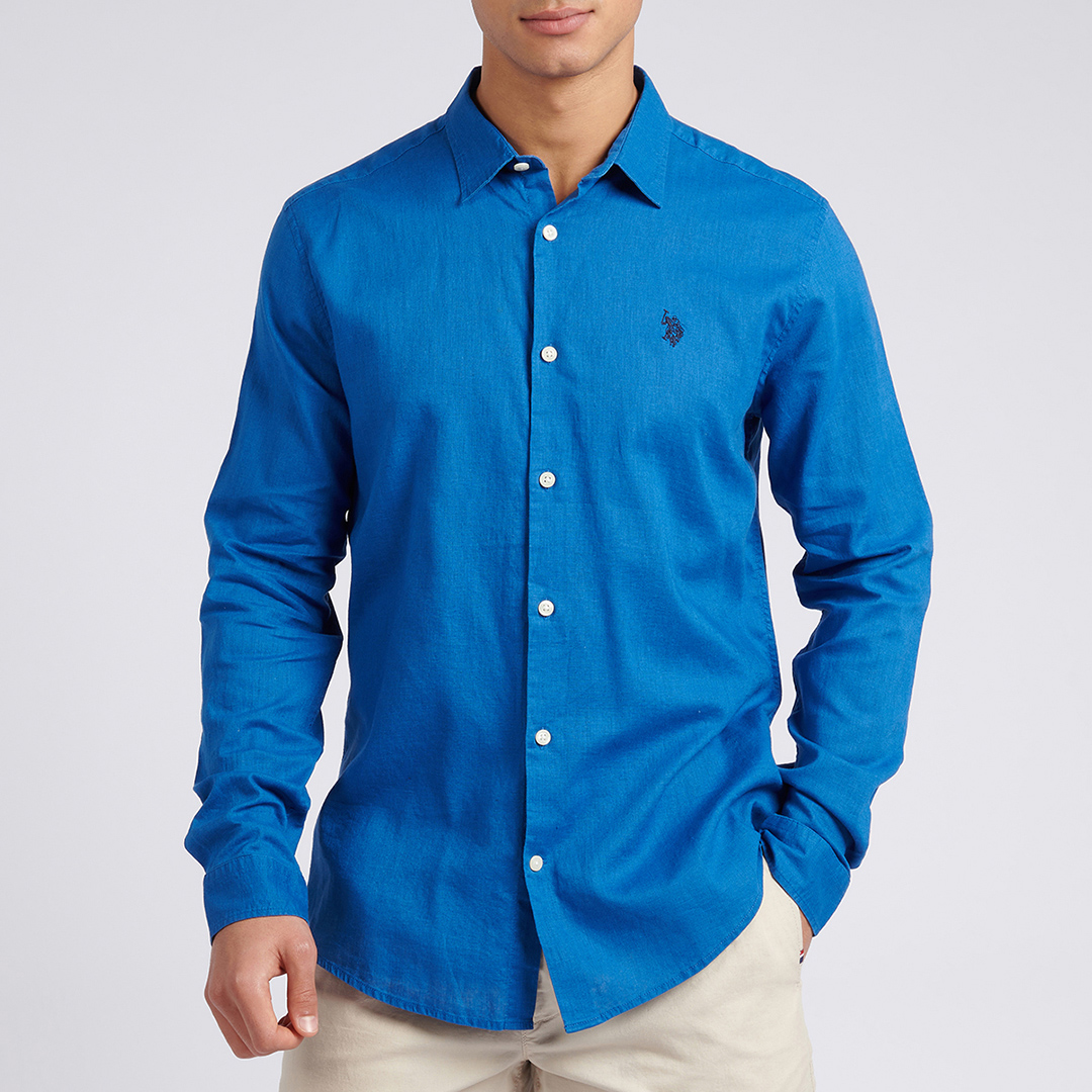Blue Linen Blend Shirt