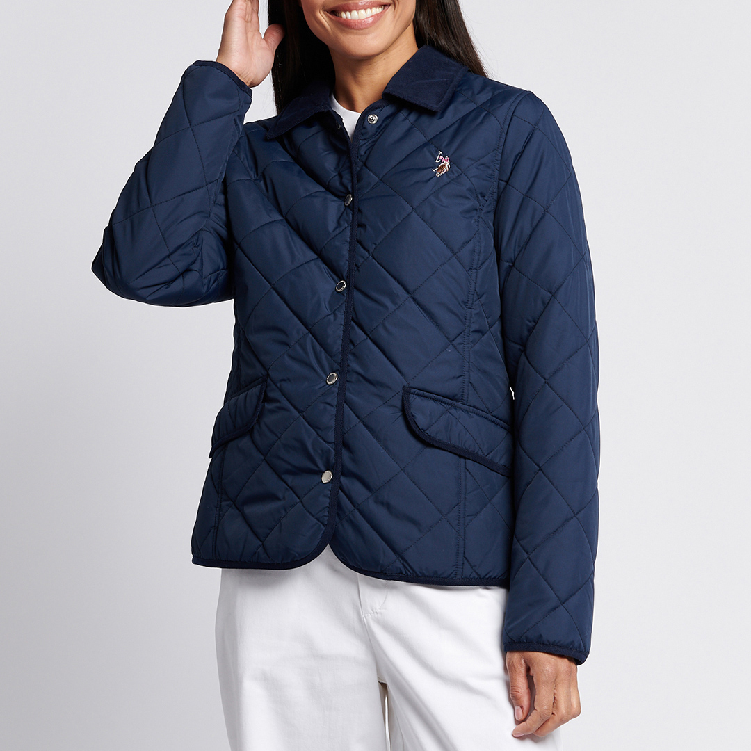 Diamond Quilted Collared Jacket - U.S. Polo Assn. - Modalova