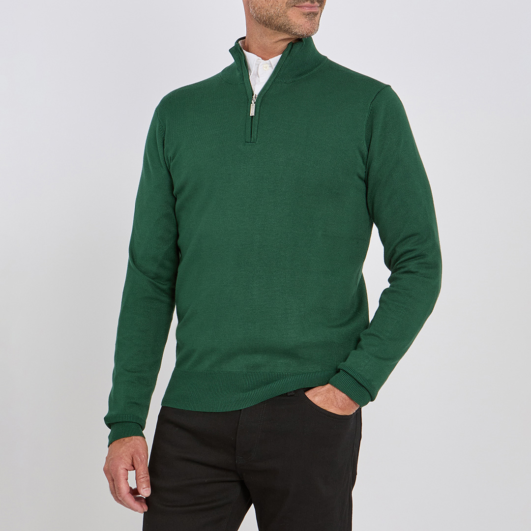 Green Quarter Zip Knit Jumper