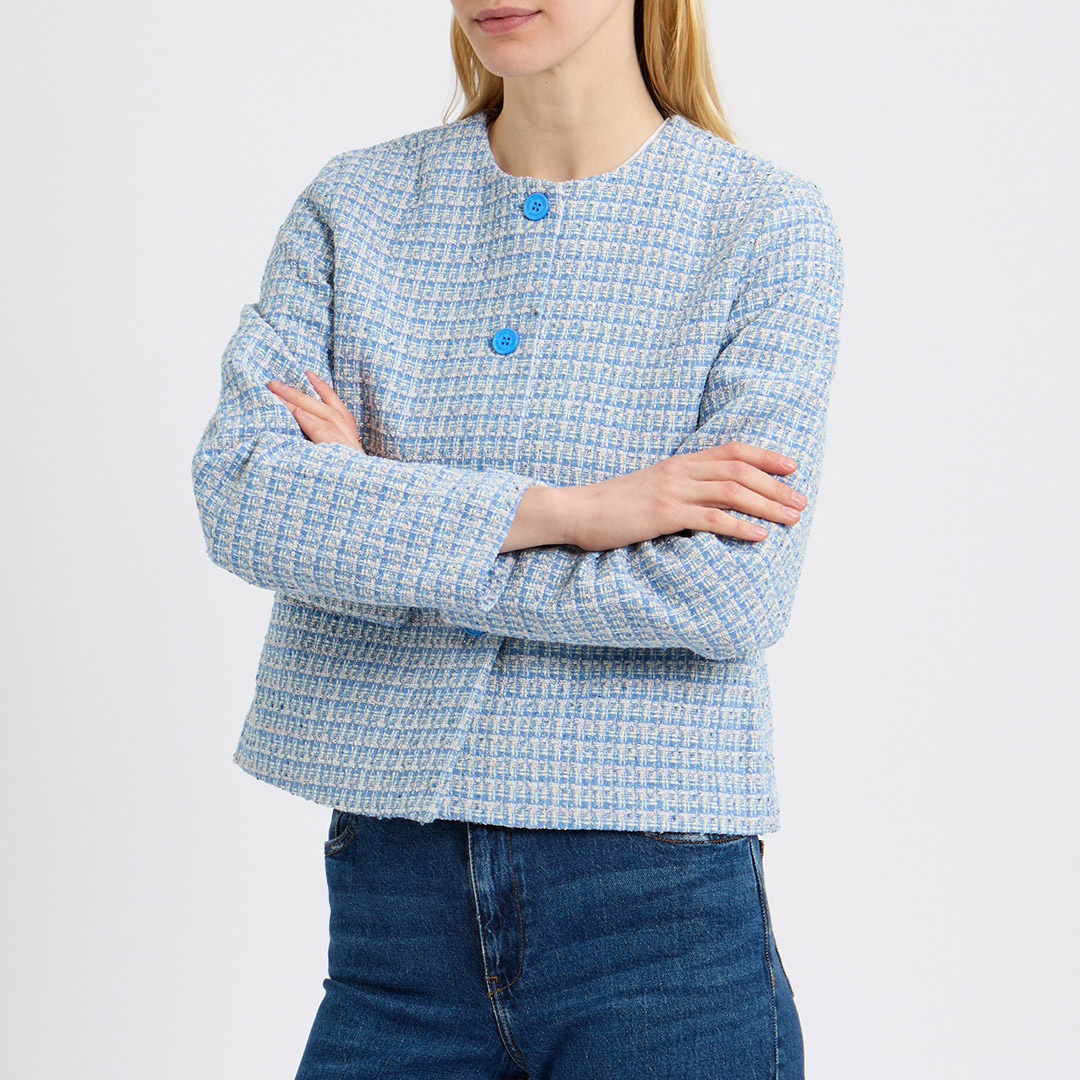 Power Blue Collarless Classic Jacket