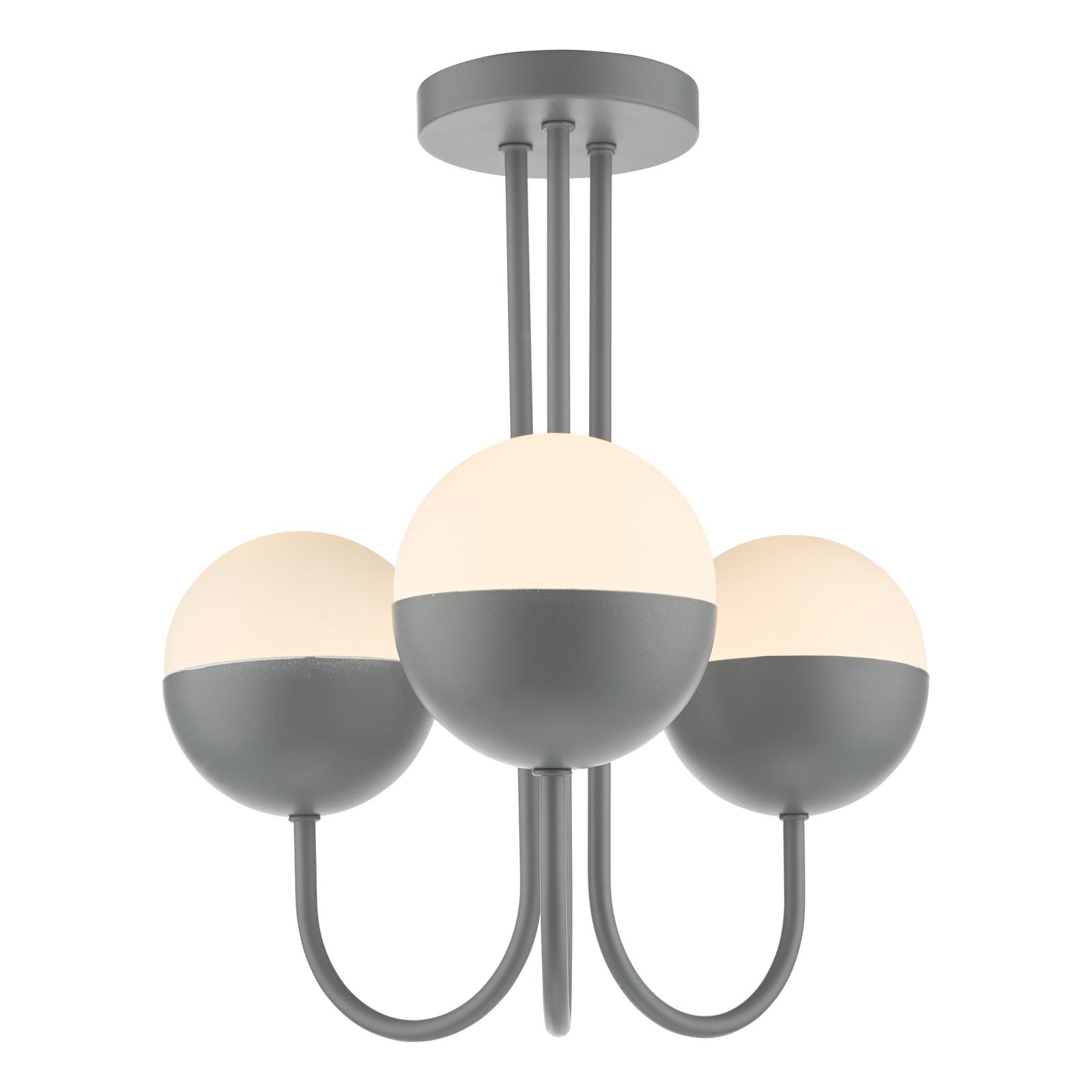 Dar Lighting   Andre 3 Light Semi Flush Powdercoat Grey / Opal Glass in Size 3, BrandAlley